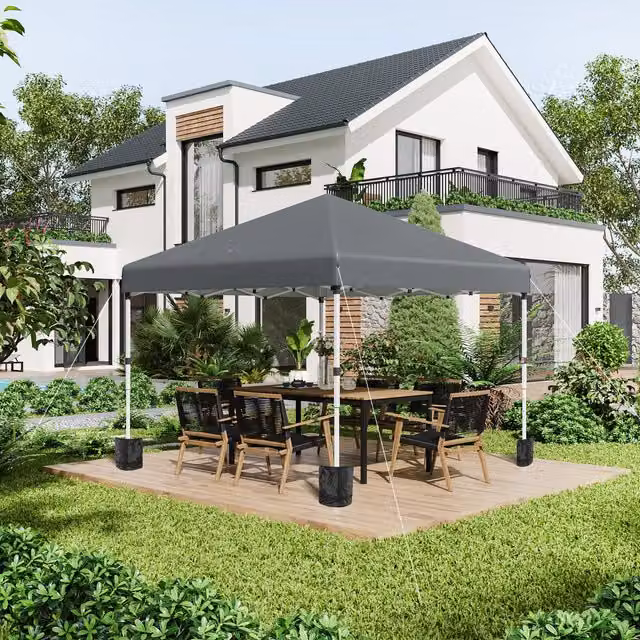 Outsunny Pop-Up Garden Gazebo with Sidewalls and Weight Bags, Dark Grey, W: 300 cm x D: 300 cm – 9