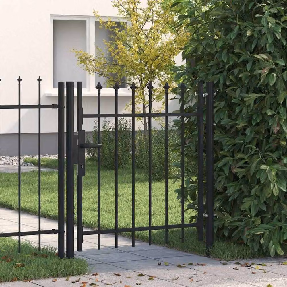 Berkfield Home Durable Steel Single Door Fence Gate with Spike Top, Black, W: 100 cm, H: 150 cm – 2
