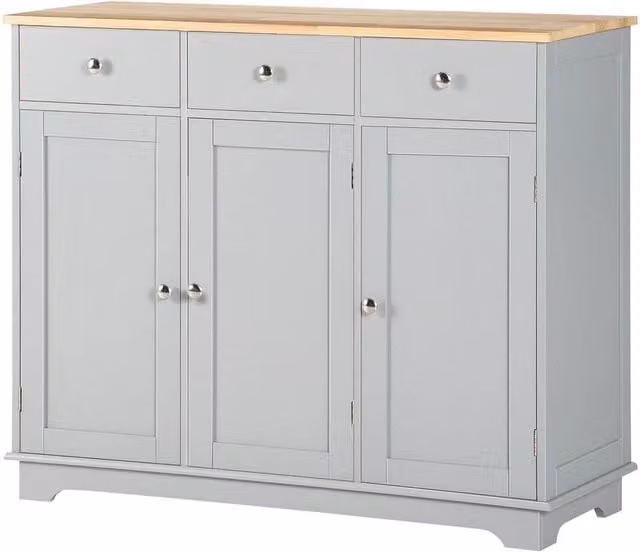 NESTLUNE Grey Sideboard Buffet Cabinet with Storage Cabinets and Drawers, W: 100 cm, D: 15 cm