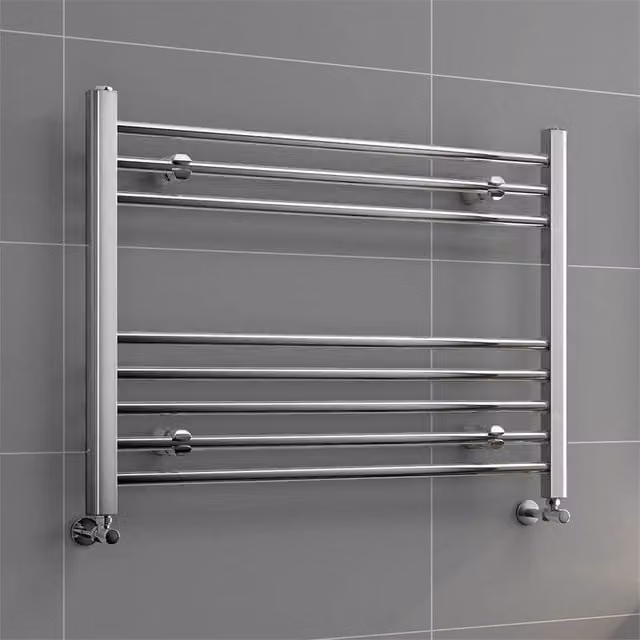 Havendro Chrome Steel Wall Mounted Heated Towel Radiator in Silver, W/D/H: 60 x 10 x 80 cm