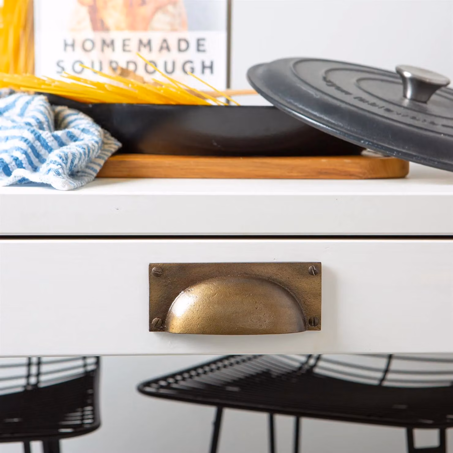 Hammer and Tongs Matt Black Iron Rectangular Cabinet Drawer Handle, W: 130 mm x H: 50 mm – 4