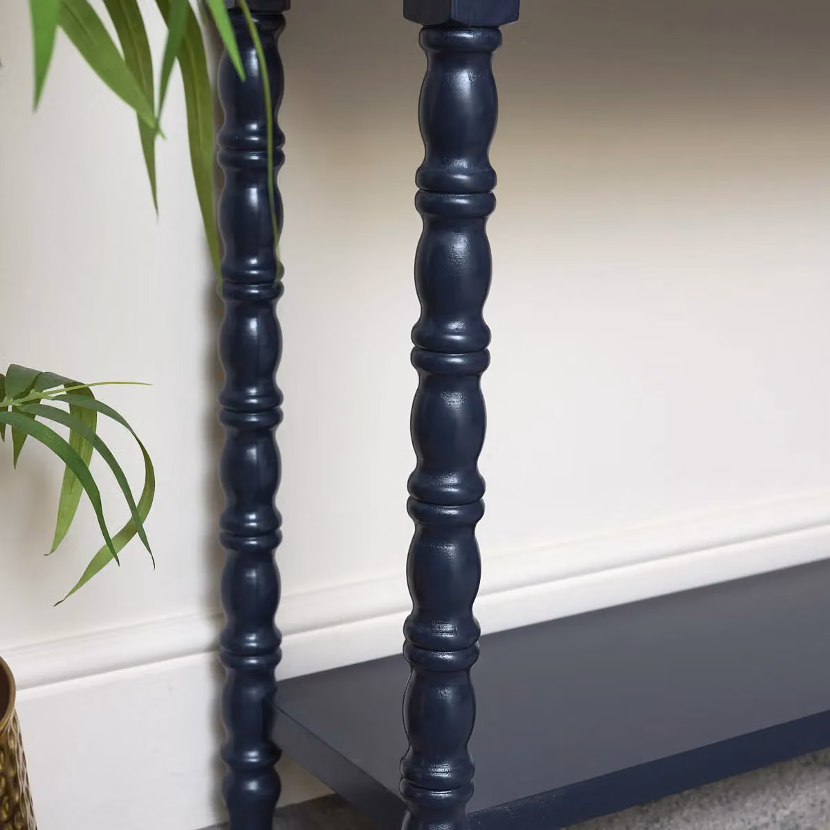 Melody Maison Navy Blue Bobble 2 Drawer Console Table with Gold Details, W: 110 cm, H: 78 cm, D: 78 cm – 4