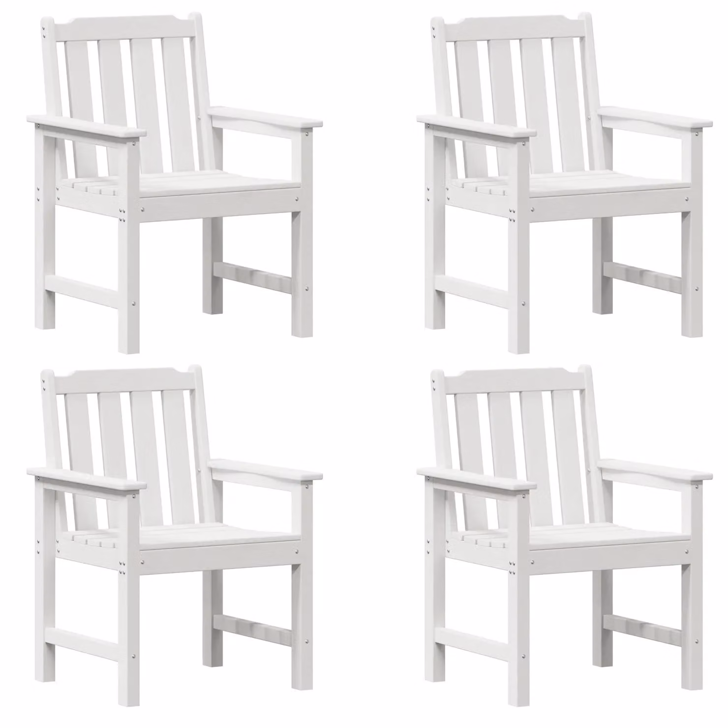 Berkfield Home Set of 4 Modern Garden Dining Chairs in White HDPE Plastic, W/D/H: 55.5 x 55.5 x 88 cm