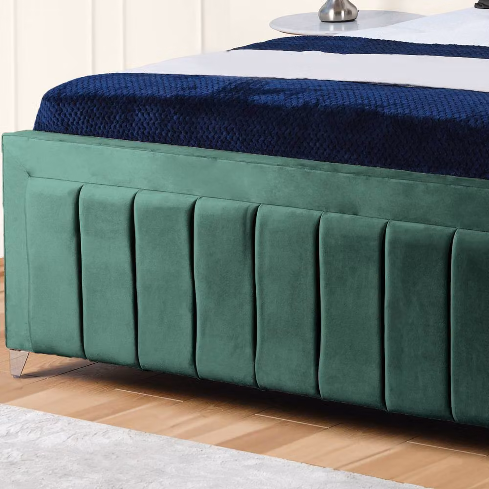 UK Bed Furniture Siarra Super King Ottoman Gas Lift Upholstered Velvet Bed in Green – 3