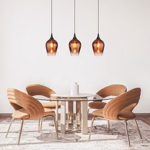 Globo Lighting Modern Suspended Pendant Light in Black and Copper with Glass Lampshades, Width: 83 cm – 4