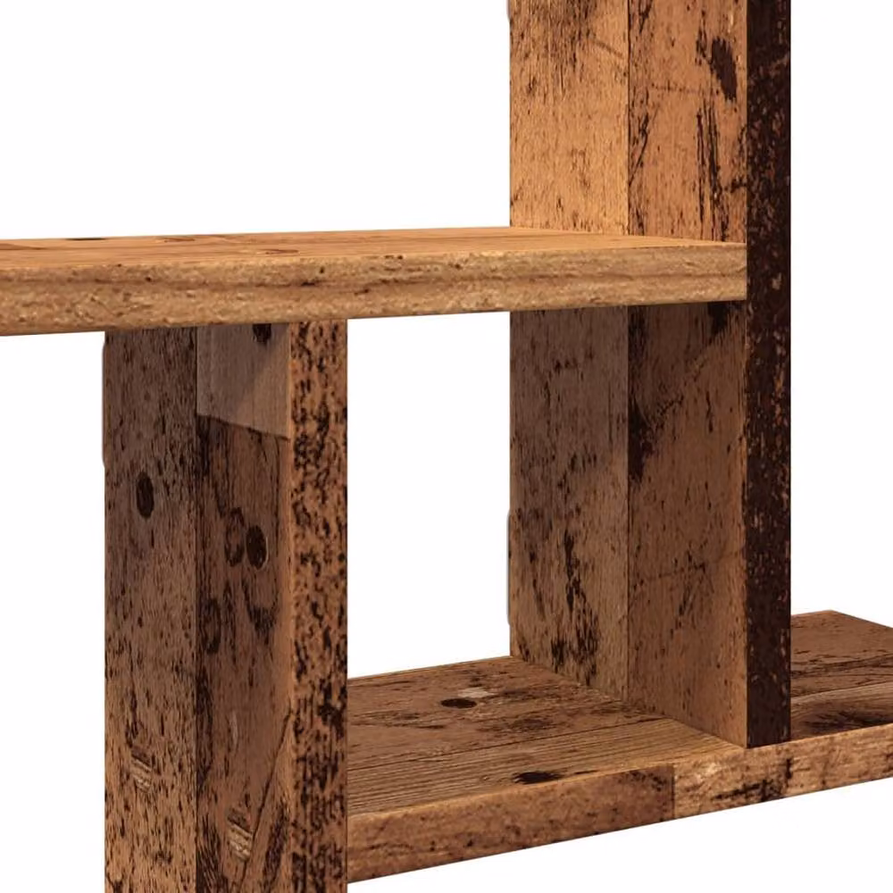 Berkfield Home Set of 2 Durable Wall Mounted Shelves in Brown Old Wood, W/D/H: 50 x 12 x 50 cm – 3