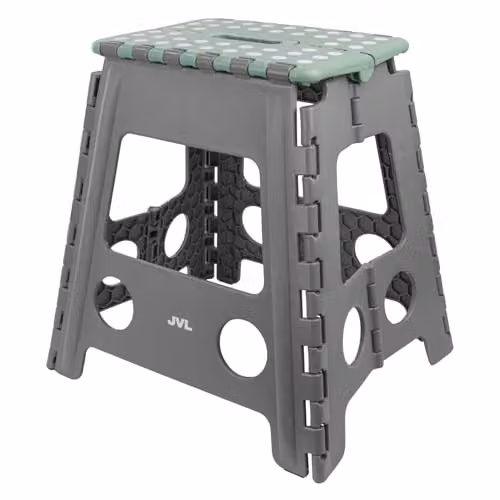 JVL Large Folding Step Stool in Grey and Green, W/D/H: 40 x 39 x 32 cm – 2