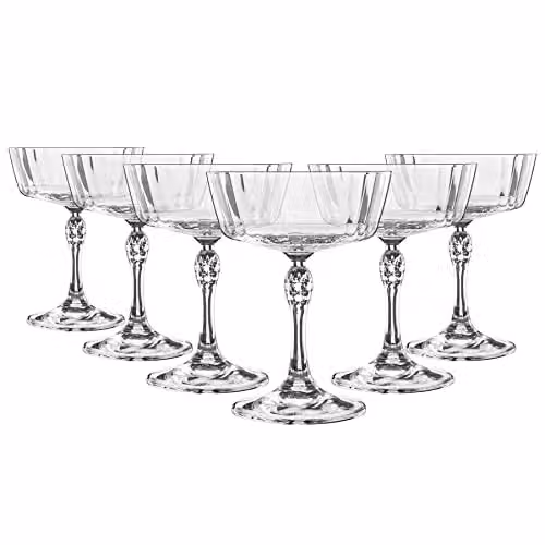 Bormioli Rocco America '20s Champagne Cocktail Saucers, Clear, Pack of 6, 275ml – 1