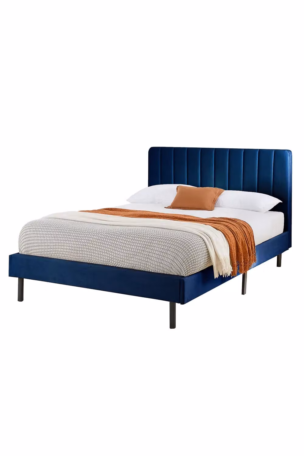 Aspire Rosella Blue Velvet Upholstered Single Bed, W/D/H: 90 x 200 cm – 3