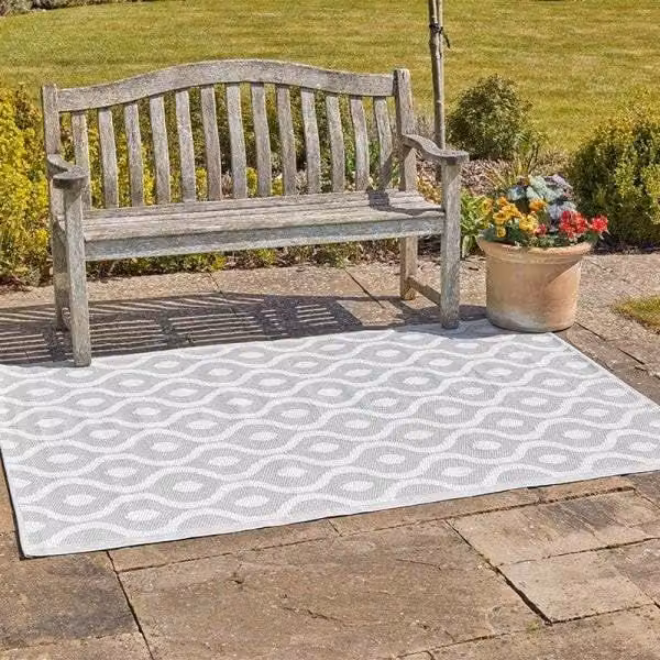 Marco Paul Grey Woven Outdoor Rug, UV-Resistant and Anti-Slip, W: 160 cm, D: 230 cm