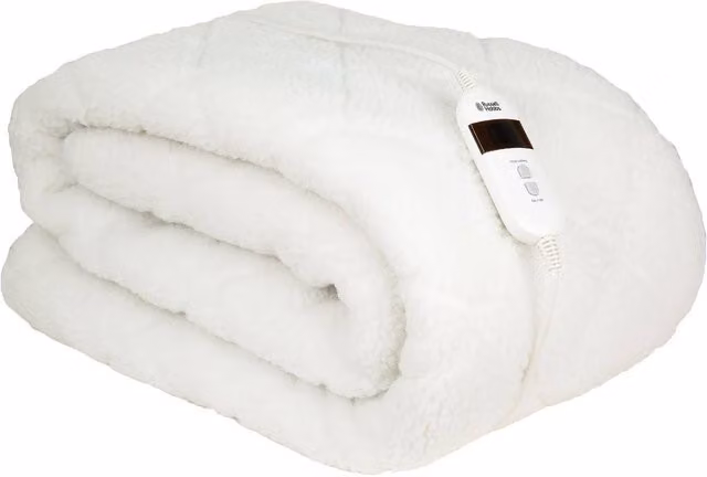 Russell Hobbs Luxury Sherpa Fleece Heated Single Fitted Underblanket, White, W/D/H: 90 x 190 cm – 1