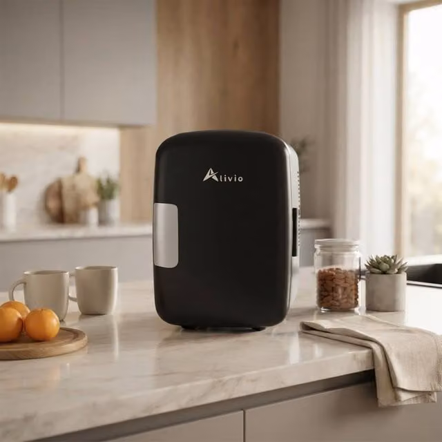 Alivio 4L Portable Mini Fridge and Compact Cooler Warmer for Skincare and Drinks, Black