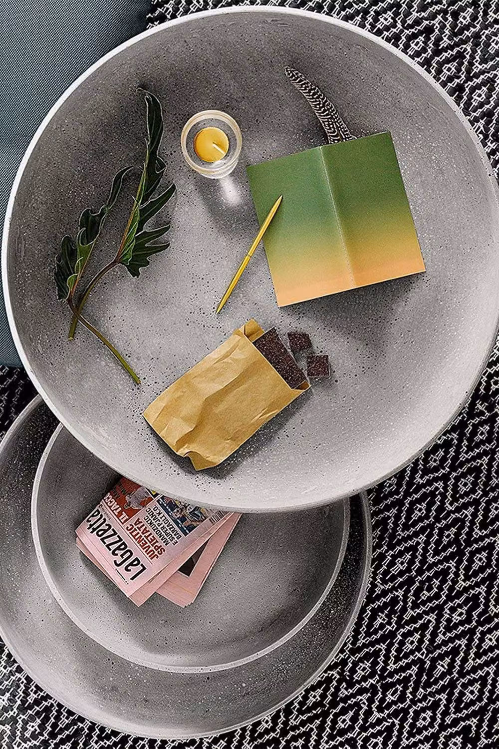 Blomus Moon Round Decorative Tabletop Bowl, Grey, W: 40.0 cm, D: 40.0 cm, H: 6.0 cm – 2