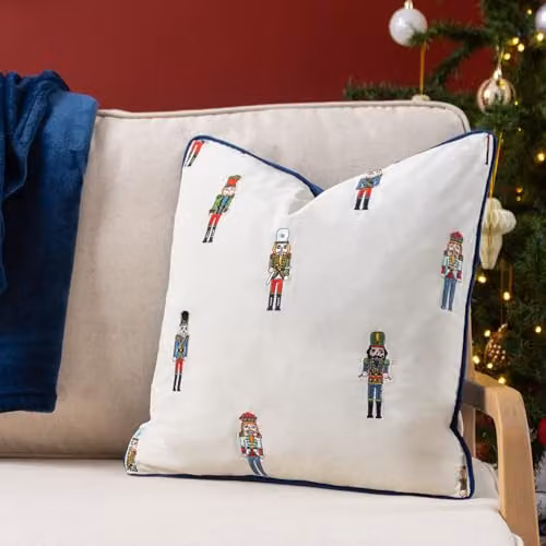 Furn Classic Nutcracker Embroidered Christmas Cushion, Multicolour, W/D/H: 43 x 43 x 1 cm – 2