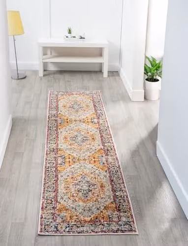 Desire Rugs San Marino Multicolour Modern Floral Runner Rug, W: 60 cm, L: 220 cm