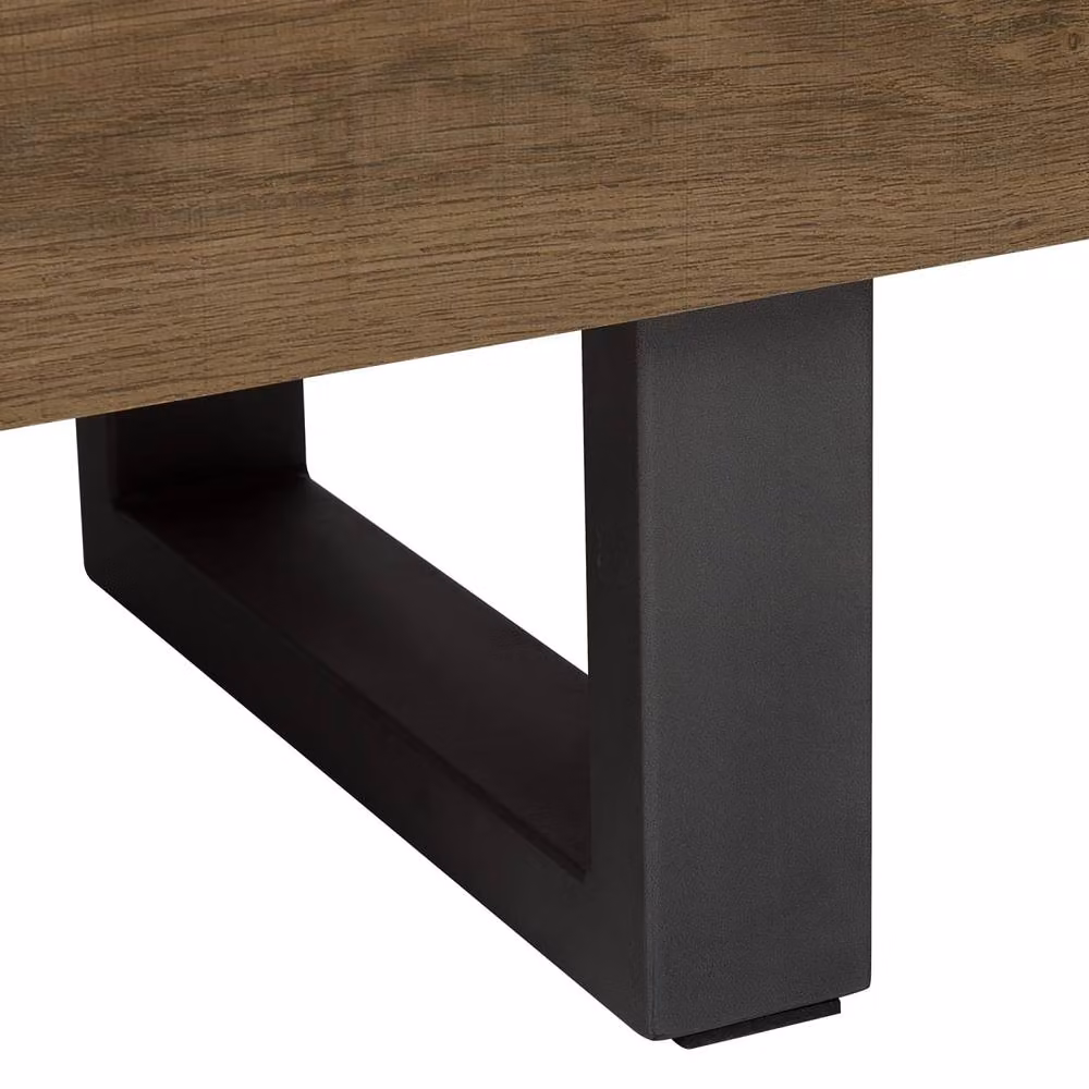 Wyld Haus Nest and Nook Industrial 3 Door Sideboard in Dark Brown and Grey with Sled Base – 6