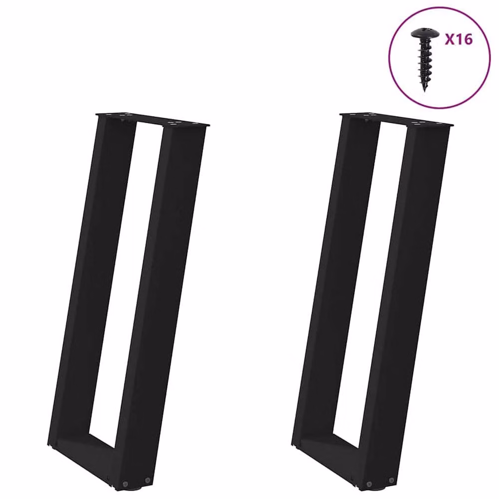 Berkfield Home U-Shaped Console Table Legs, 2 Piece Set, Black Steel, W/D/H: 38 x 38 x 72.5 cm – 2