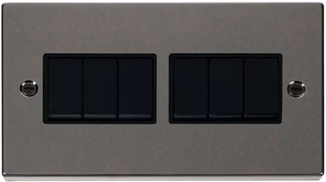 SE Home Black 6 Gang 2 Way Surface Mount Light Switch