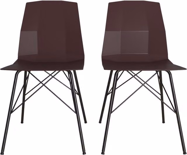CosmoLiving Modern Geometric Moulded Dining Chair in Red