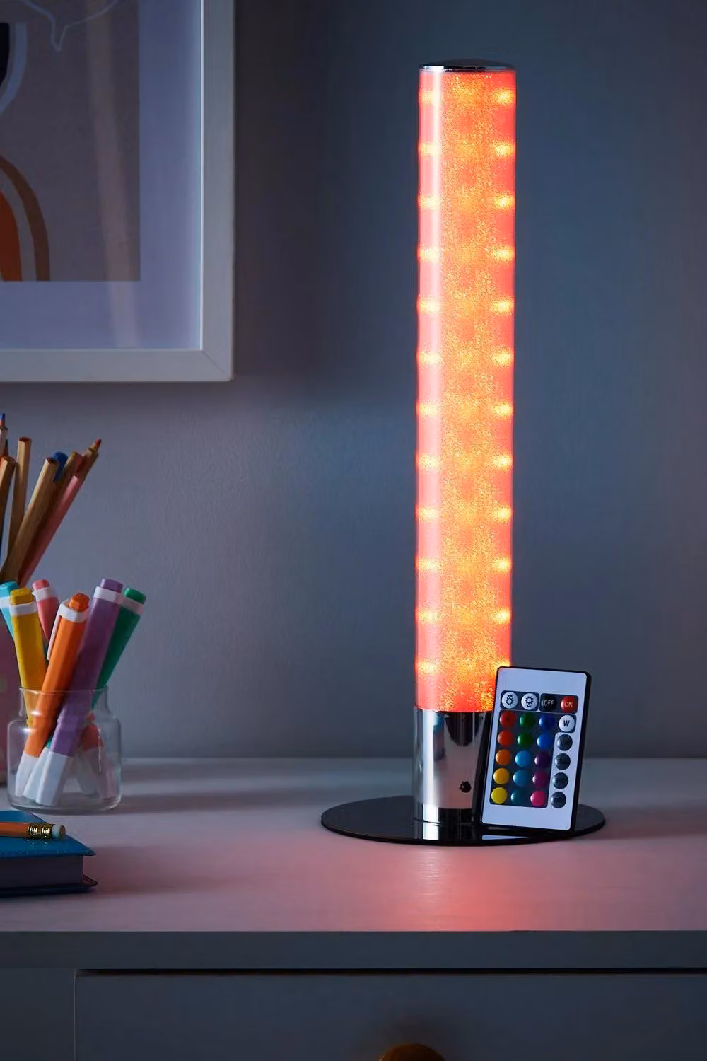 BHS Lighting Glow Shimmer Table Lamp in Silver with Remote Control – 2