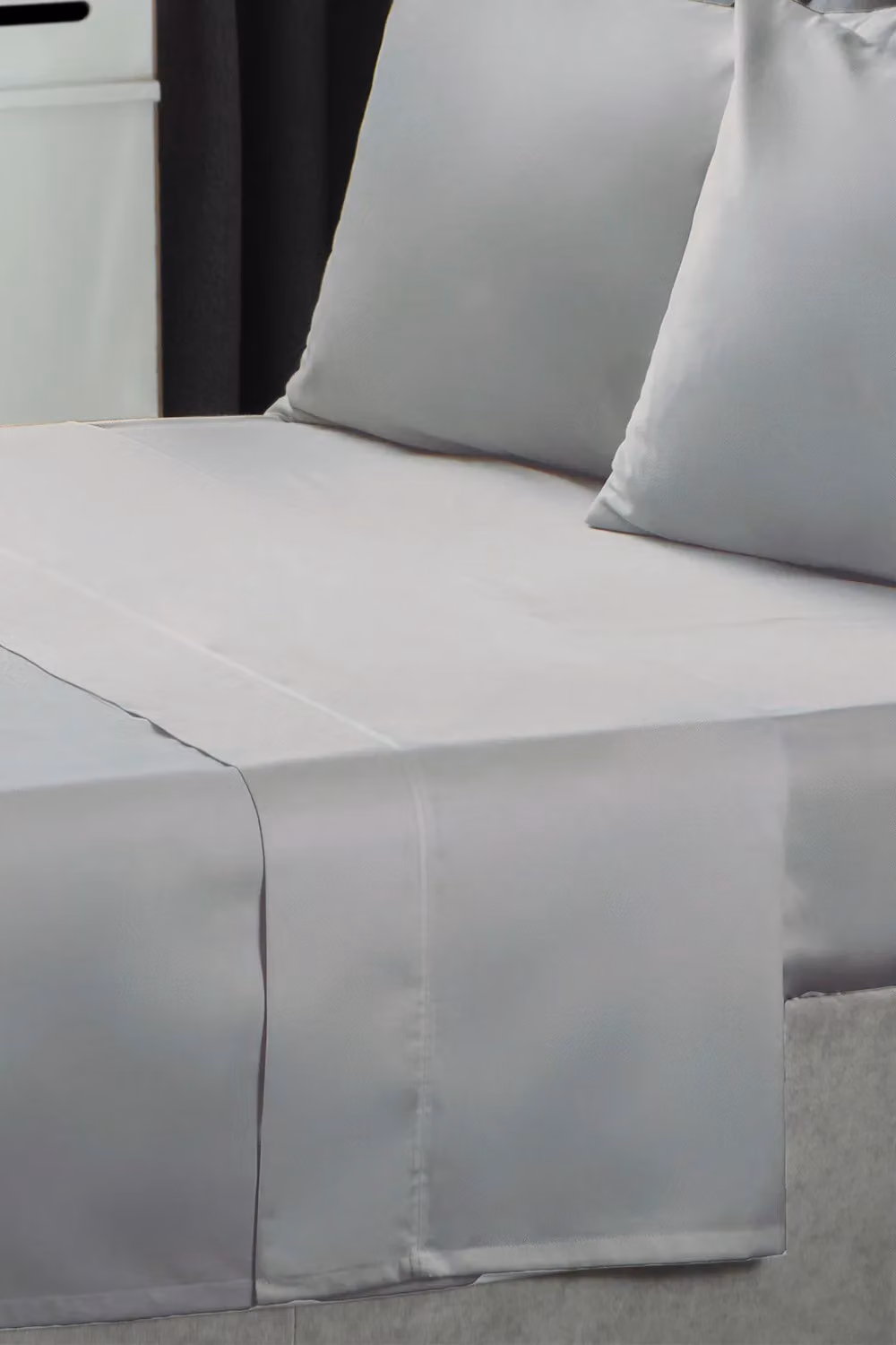 Belledorm Pima Cotton Sateen 450 Thread Count Flat Sheet in Light Grey, Emperor Size – 2