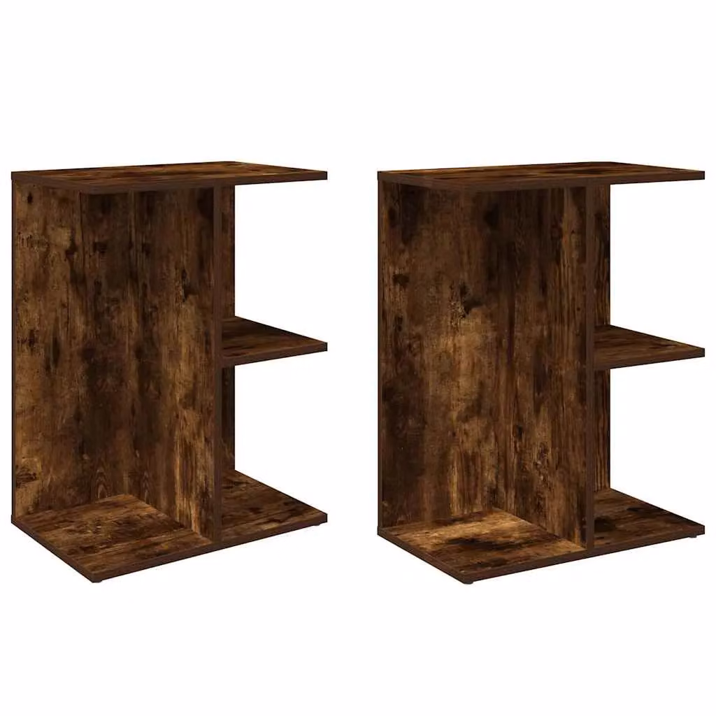 Berkfield Home Set of 2 Smoked Oak Bedside Tables in Brown, W/D/H: 46.5 x 29 x 61 cm – 2