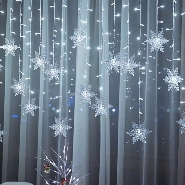 AKA Snowflake Window Curtain Christmas Icicle Lights with 96 Cool White LEDs, 13ft