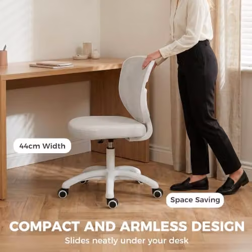 HOMCOM Ergonomic Grey Fabric Office Chair with 360 Degree Swivel and Castors, W/D/H: 52 x 44 x 90 cm – 3