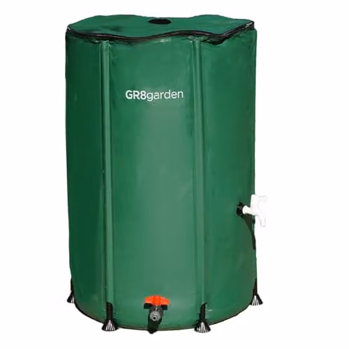 Gr8 Garden Green Collapsible PVC Rain Barrel with Zipped Lid and Drain Tap, 250 l – 1