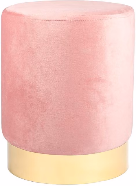Harbour Housewares Pink Velvet Cylindrical Round Pouffe