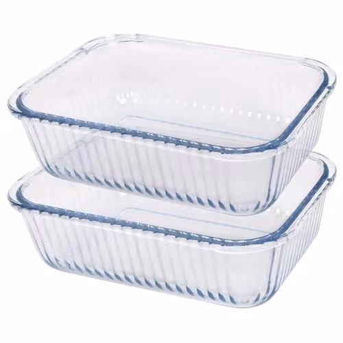 Argon Tableware Optical Rectangular Glass Cake Dishes, Transparent, W: 22 cm, D: 16.5 cm, H: 7 cm – 1