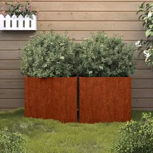 vidaXL 2-Piece Corten Steel Planter Set, Brown, W: 42 cm, D: 40 cm, H: 39 cm – 2