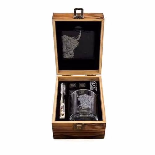 Selbrae House Highland Cow Drinks Set with Multicolour Glass Tumblers and Slate Coasters – 3