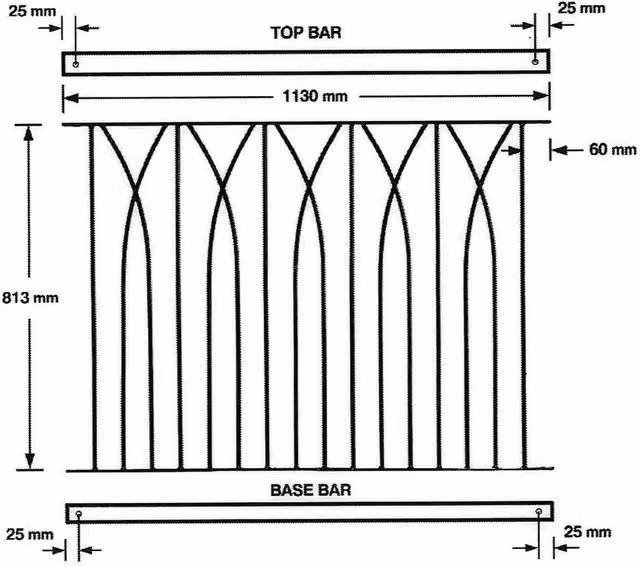 Burbage Iron Craft Deco Steel Decking Fence Panel in Black, W: 1130 mm, H: 813 mm – 1