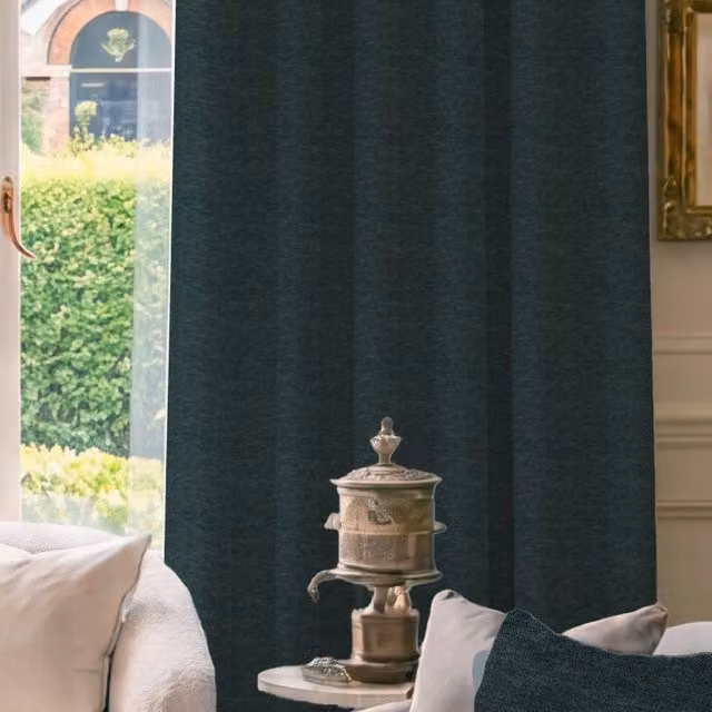 HOUSE Llewelyn-Bowen Tetbury Made To Measure Blackout Chenille Curtains in Deep Atlantic Blue