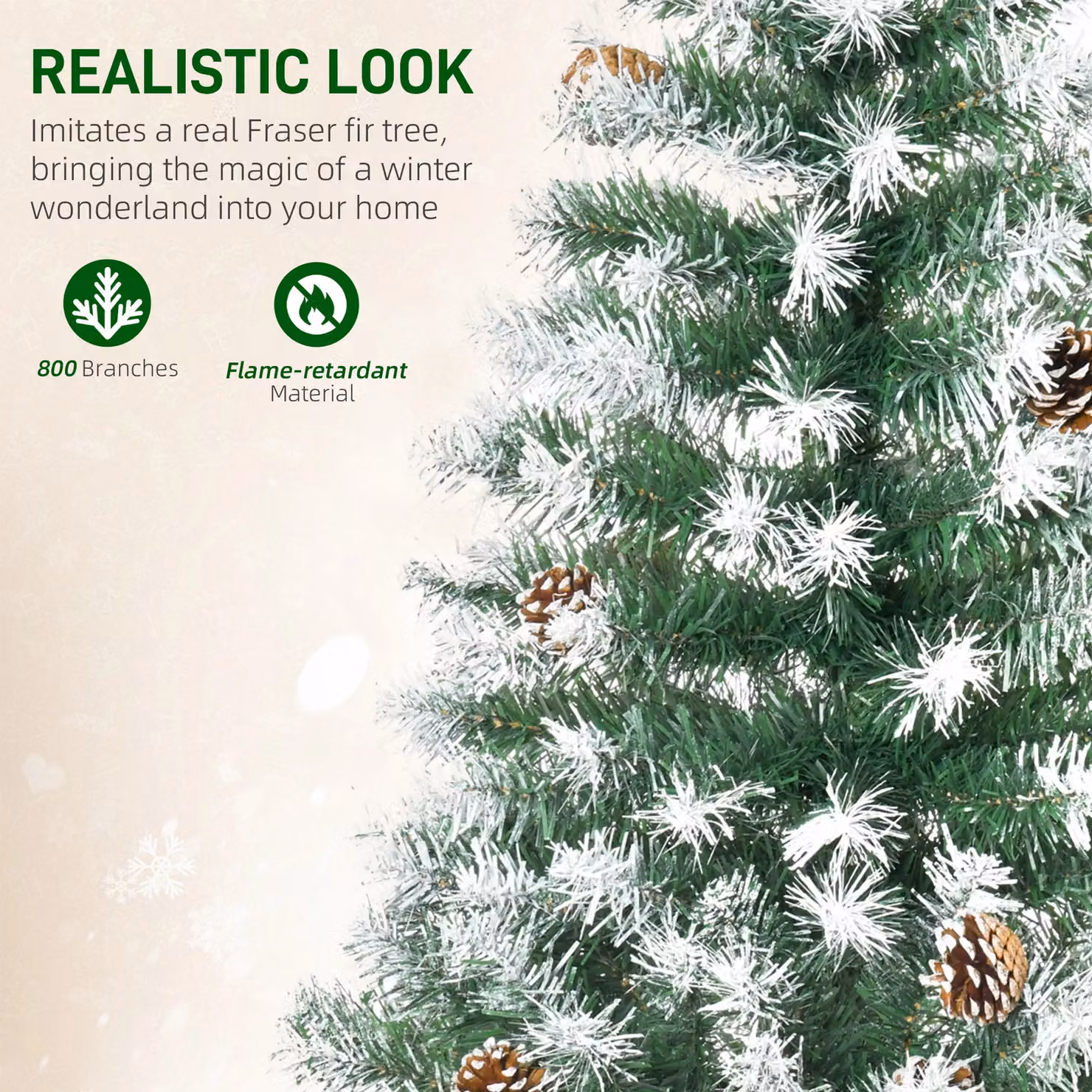 HOMCOM 6ft Green Artificial Christmas Tree – 4