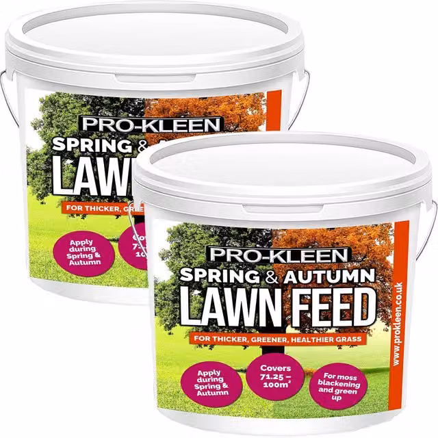 ProKleen Spring and Autumn Lawn Feed Grass Fertiliser, 2 x 2.5kg
