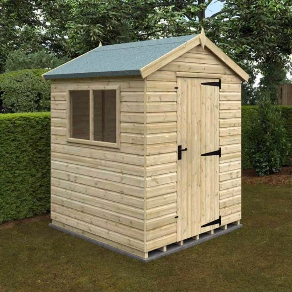 Buttercup Farm Apex Premier 16mm Garden Shed in Natural Wood with Single Door and Window – 2