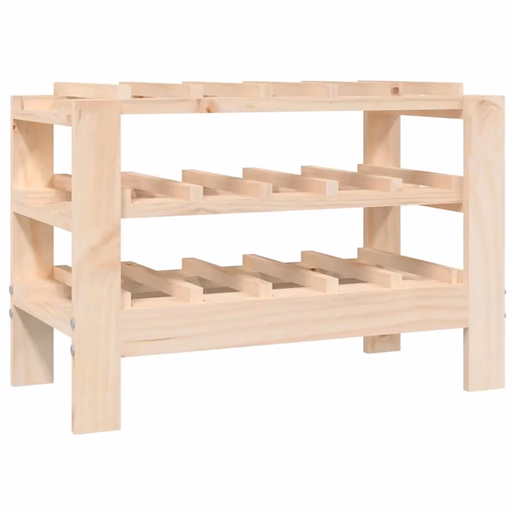 Berkfield Home Rustic Brown Solid Pine Wall Mounted Wine Rack W/D/H: 61.5 x 30 x 42 cm