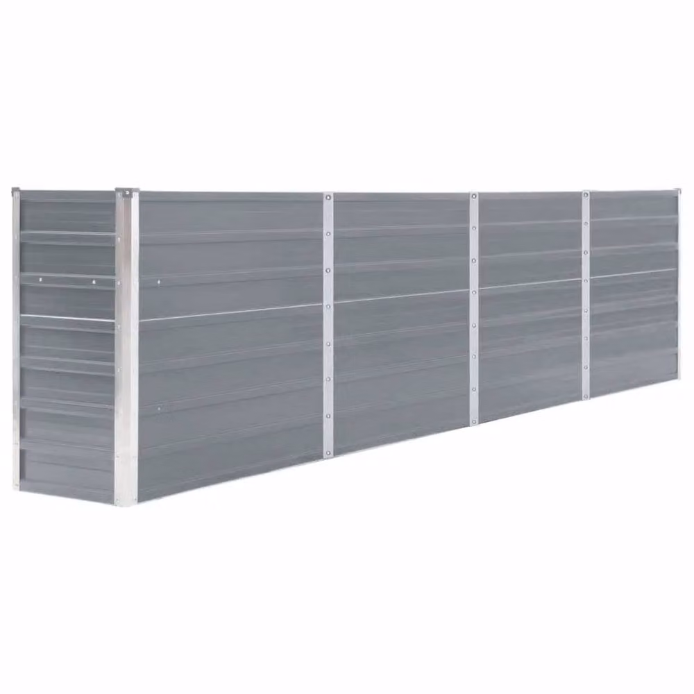 Berkfield Home Raised Garden Bed in Grey Galvanised Steel, W: 320 cm, D: 40 cm, H: 77 cm – 2