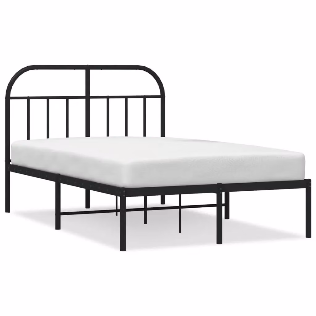Berkfield Home Metal Bed Frame with Headboard in Black, W/D/H: 120 x 190 cm – 2