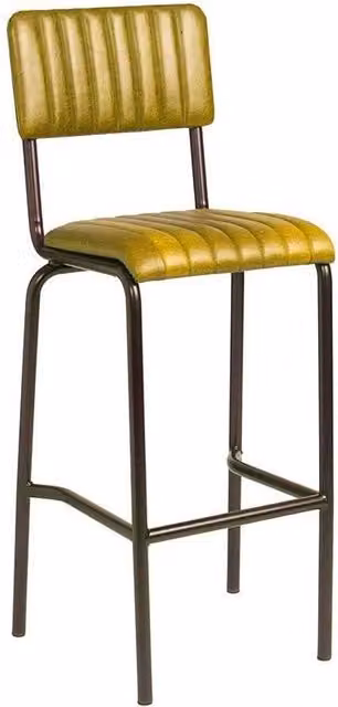Netfurniture Lascari Ribbed Bar Stool in Gold with Faux Leather and Metal