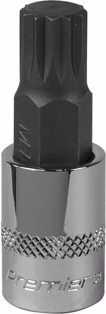 Loops M12 Forged Spline Socket Bit 3/8 Inch Square Drive Chrome Vanadium Wrench Socket in Silver
