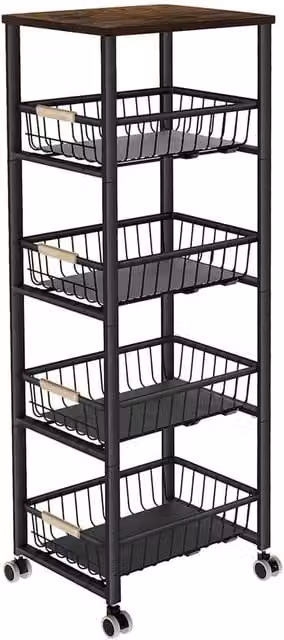 Kelvenix 5 Tier Kitchen Trolley Storage Rack Cart in Black – 1