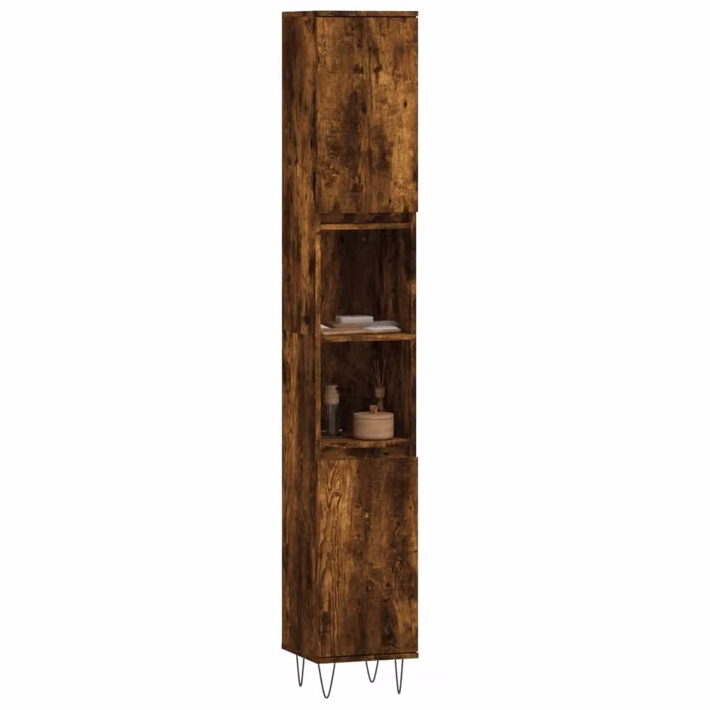 Berkfield Home Smoked Oak Bathroom Cabinet in Brown, W/D/H: 30 x 30 x 190 cm – 2