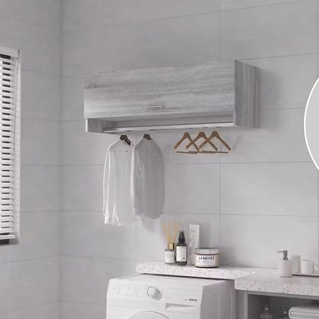 Berkfield Home Grey Sonoma Wardrobe in MDF, W/D/H: 100 x 32.5 x 35 cm