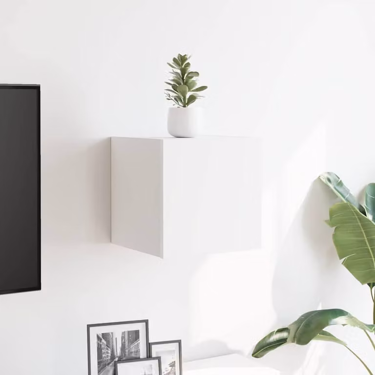 Berkfield Home Wall Mounted TV Cabinet in White, W/D/H: 30.5 x 30 x 30 cm