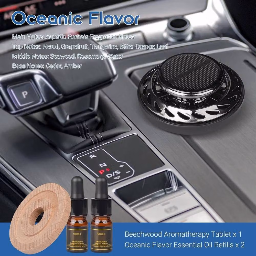 FLAVORA Solar Powered Rotating Car Fragrance Diffuser Air Freshener, Black – 2
