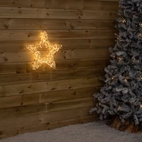 Samuel ALEXANDER Gold Metal Hanging Galaxy Star Christmas Decoration with Warm White LEDs, Width: 58 cm – 3