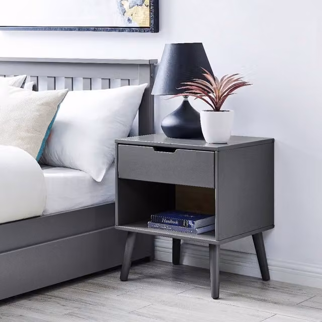 FurnitureboxUK Alma Bedside Table in Grey